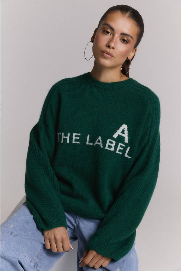 ALIX THE LABEL Dames Truien & Vesten Ladies Knitted The Label Pullover Donkergroen - Foto 5