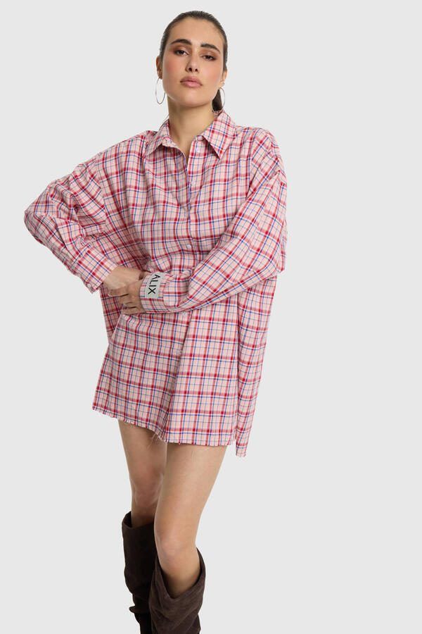 Alix the Label geruite blousejurk roze