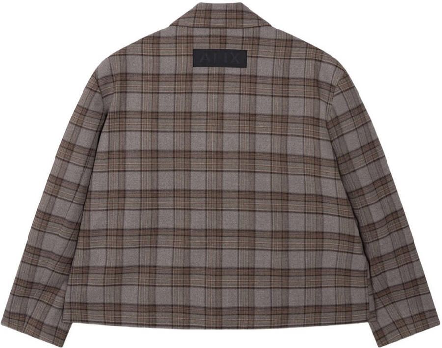 Alix the Label geruite cropped double breasted blazer bruin - Foto 2