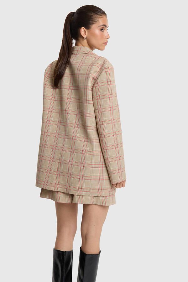 ALIX THE LABEL Dames Blazers Ladies Woven Oversized Check Blazer Beige - Foto 6