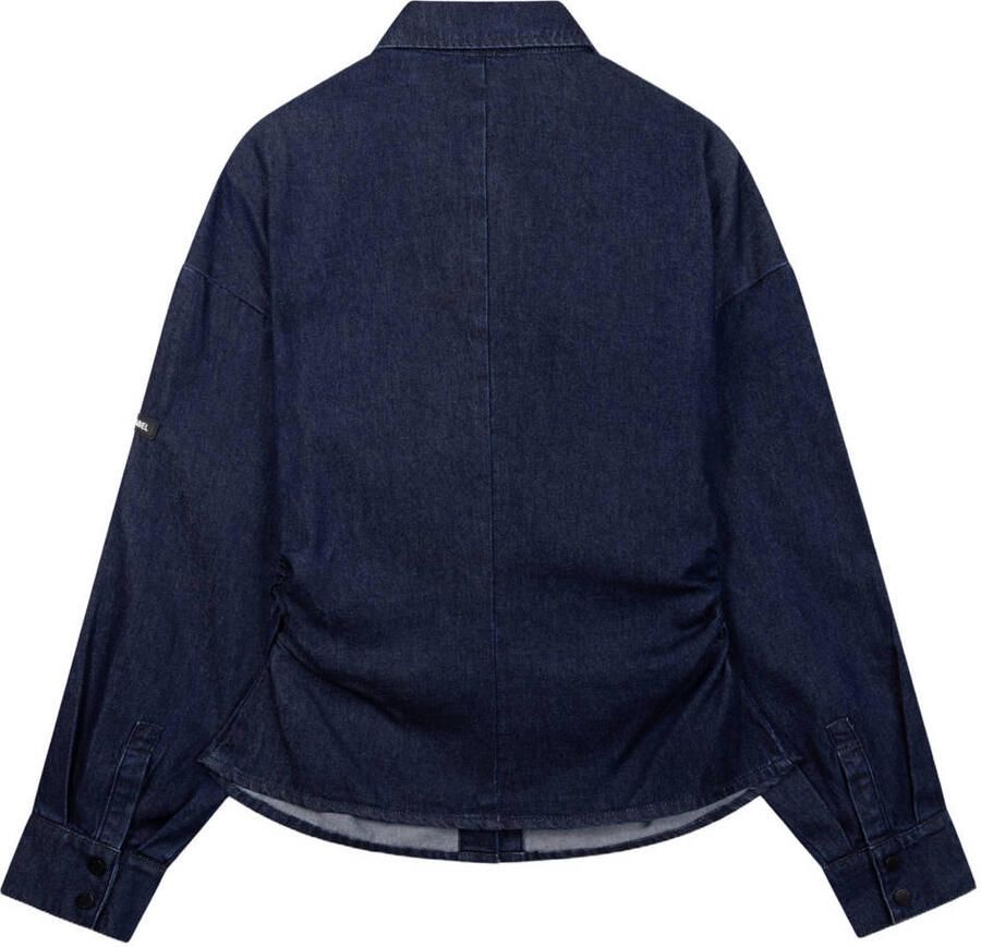ALIX THE LABEL Dames Blouses Ladies Woven Fitted Waist Denim Blouse Donkerblauw - Foto 5