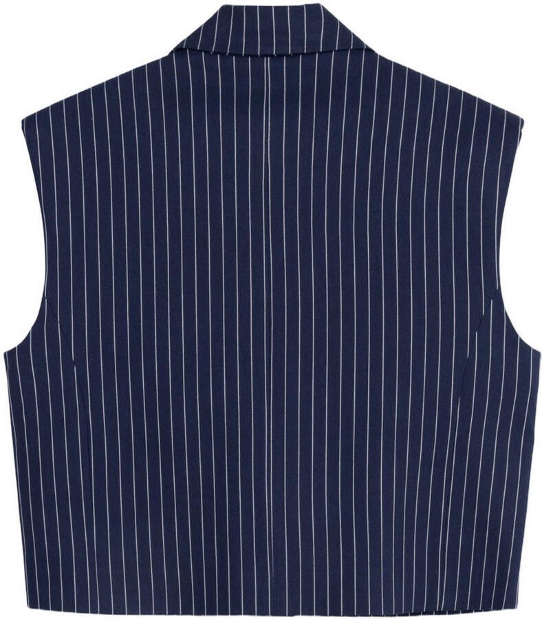 ALIX THE LABEL Dames Blazers Ladies Woven Striped Waistcoat Donkerblauw - Foto 6