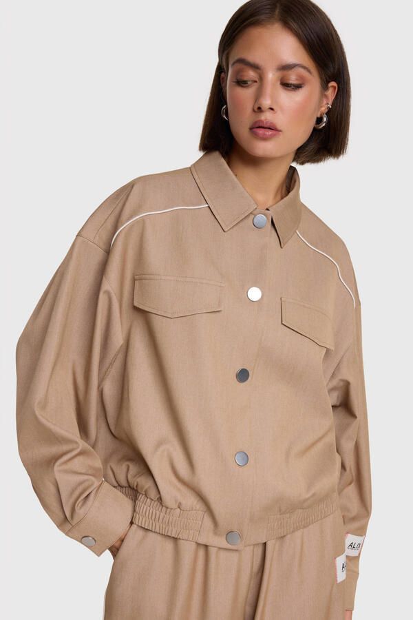 ALIX THE LABEL Dames Jassen Ladies Woven 2 Tone Jacket Camel - Foto 4