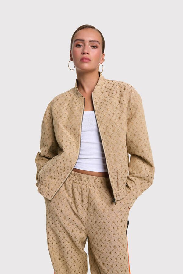 ALIX THE LABEL Dames Jassen Ladies Woven Logo Jacket Beige - Foto 6