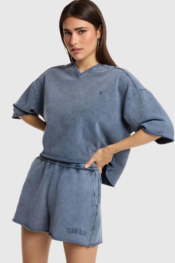 ALIX THE LABEL Dames Broeken Ladies Knitted Team Alix Sweat Shorts Antraciet - Foto 5