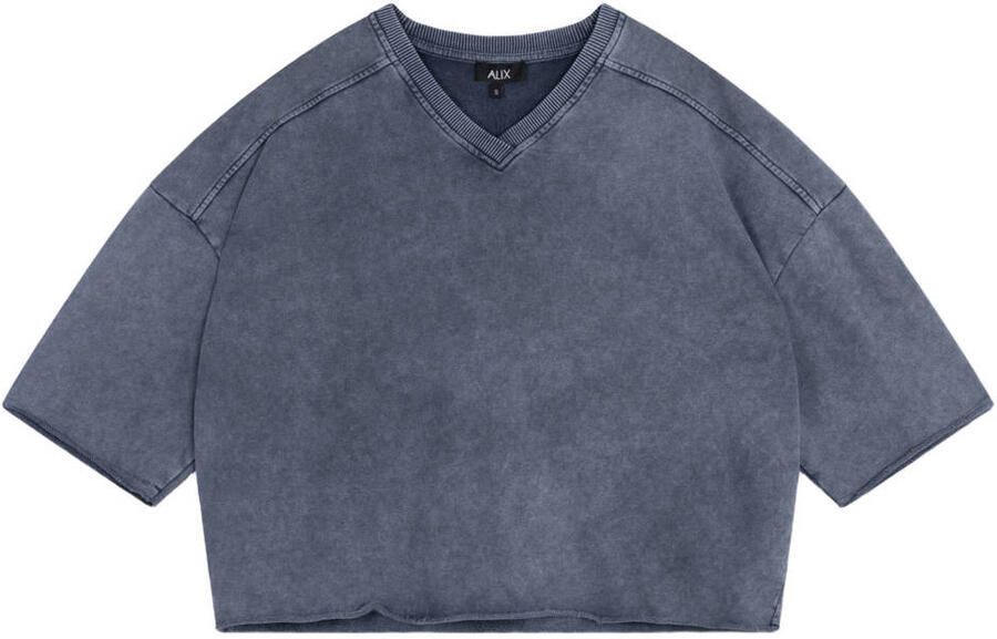 ALIX THE LABEL Dames Tops & T-shirts Ladies Knitted Cut Seam Sweat T-shirt Blauw - Foto 7