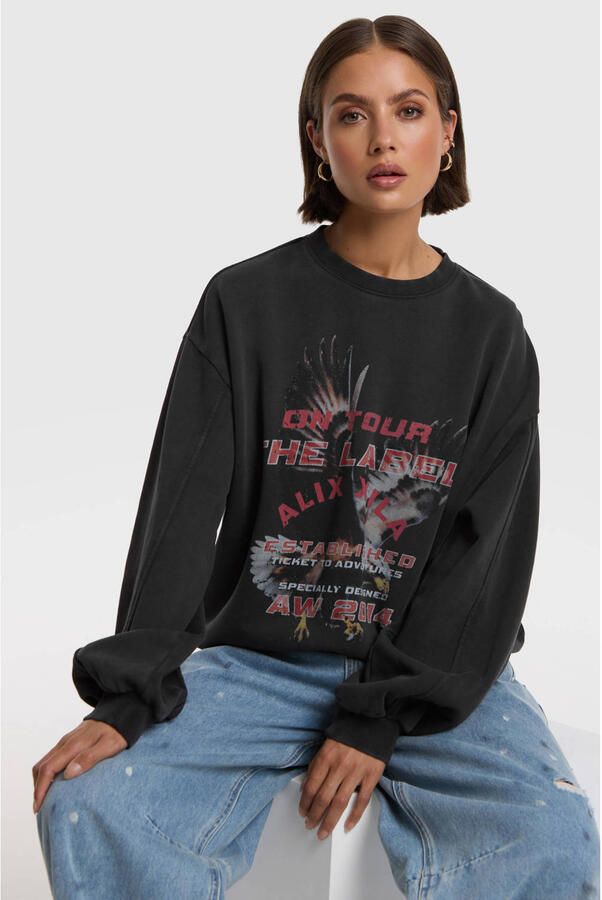 Alix the Label katoenen sweater met print grijs