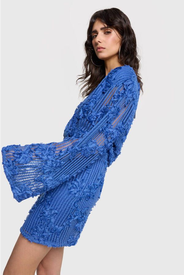 ALIX THE LABEL Dames Jurken Knitted Tape Lace Dress Blauw - Foto 5