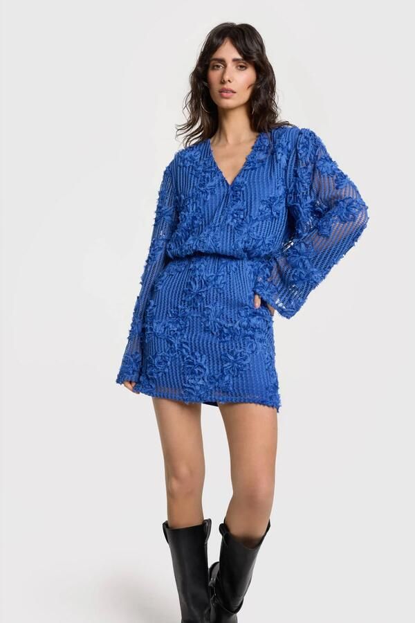 ALIX THE LABEL Dames Jurken Knitted Tape Lace Dress Blauw - Foto 6