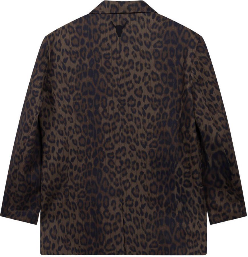 Alix the Label oversized blazer met panterprint bruin - Foto 2