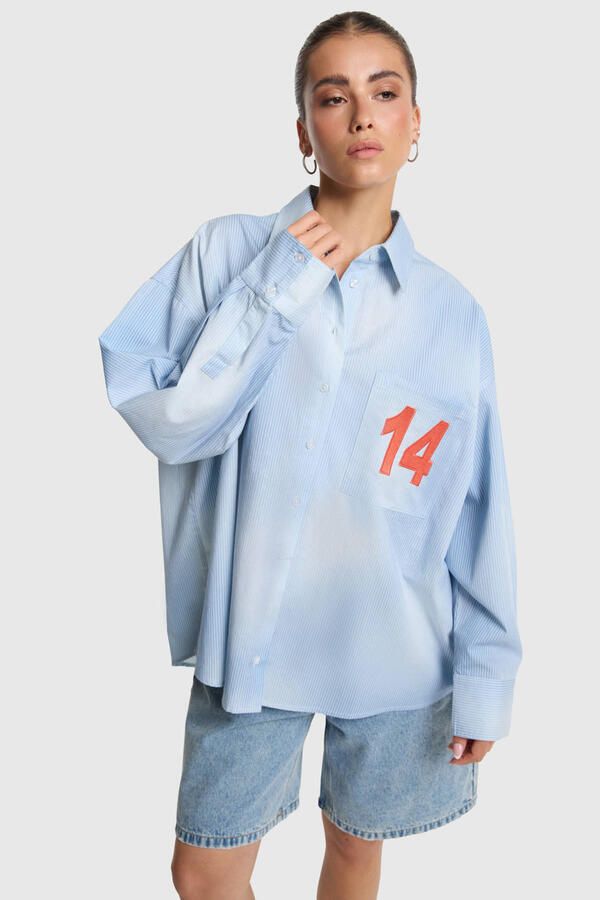 ALIX THE LABEL Dames Blouses Ladies Woven Faded Stripe Blouse Lichtblauw - Foto 5