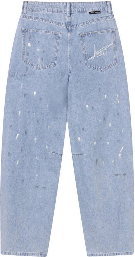 Alix the Label regular fit barrel jeans met verfspatten lichtblauw - Foto 3
