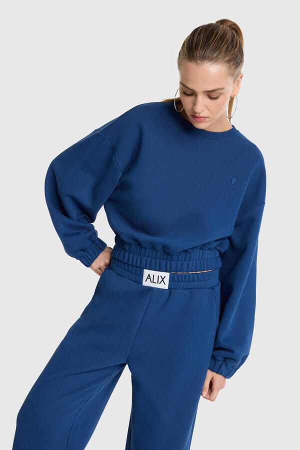 Alix the Label sweater met backprint marineblauw