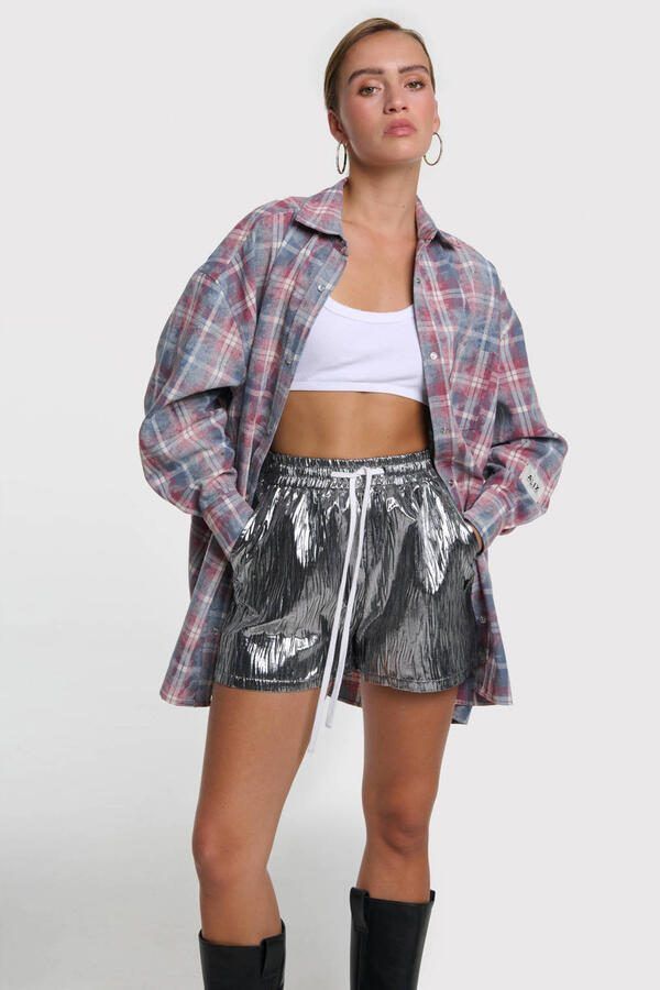 Alix the Label relaxed regular waist broek zilver
