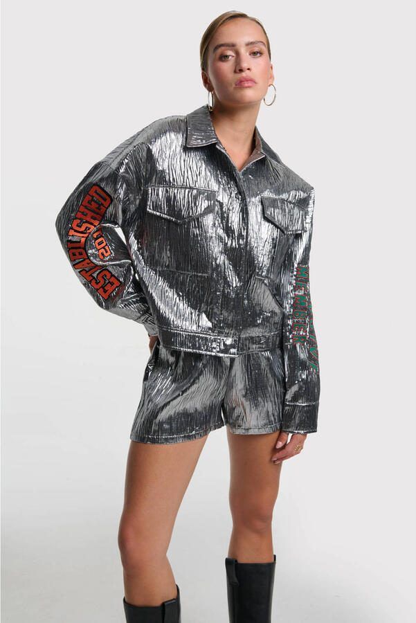 Alix the Label relaxed regular waist broek zilver - Foto 2