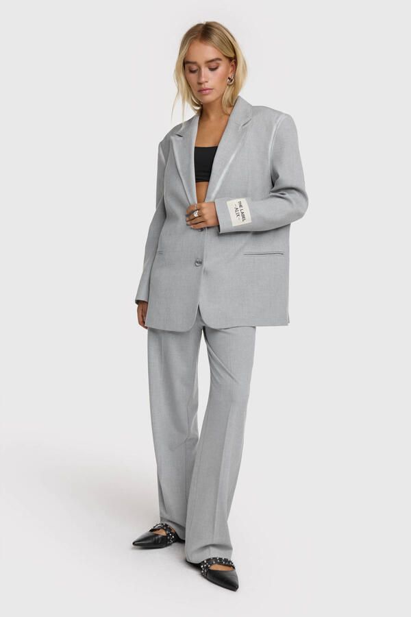 ALIX THE LABEL Dames Broeken Ladies Woven Foil Stripe Pants Lichtgrijs - Foto 5