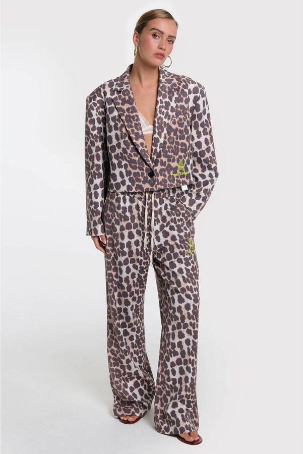 ALIX THE LABEL Dames Broeken Ladies Woven Animal Pants Bruin - Foto 5