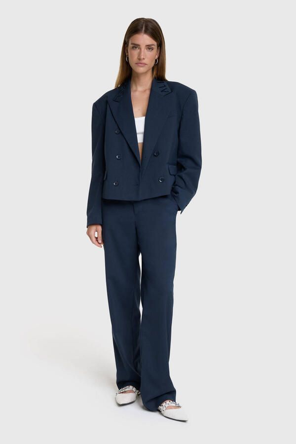 ALIX THE LABEL Dames Broeken Ladies Woven Clean Pants Donkerblauw - Foto 5