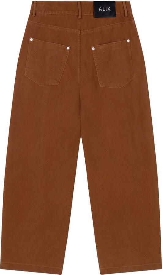 Alix the Label suèdelook baggy broek cognac - Foto 2