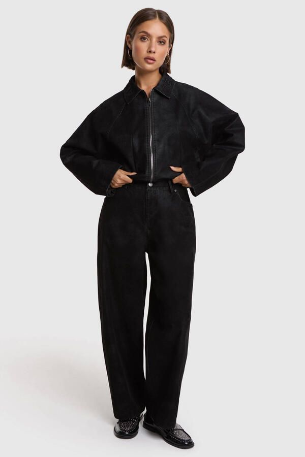 Alix the Label suède baggy broek zwart - Foto 3