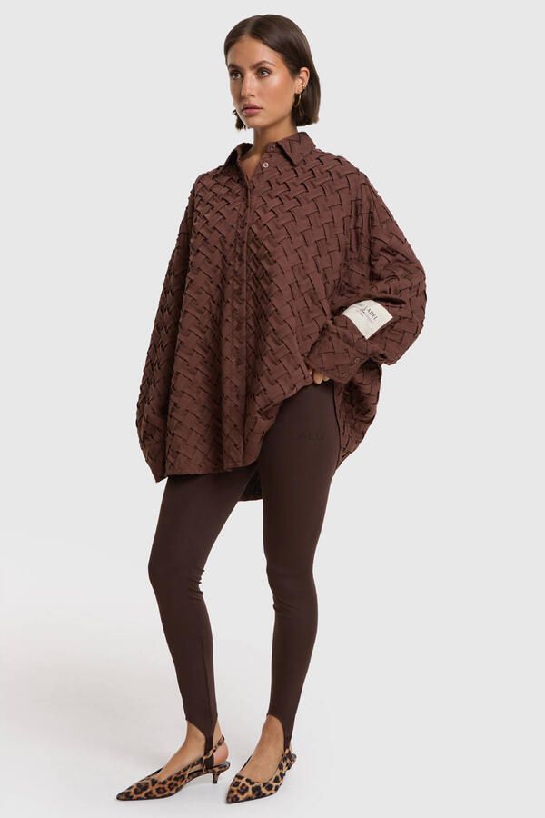 ALIX THE LABEL Dames Broeken Ladies Knitted Clean Legging Bruin - Foto 5