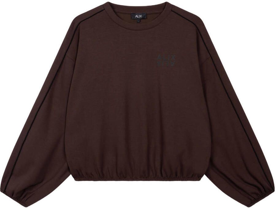 ALIX THE LABEL Dames Truien & Vesten Ladies Knitted Piping Sweater Bruin - Foto 6