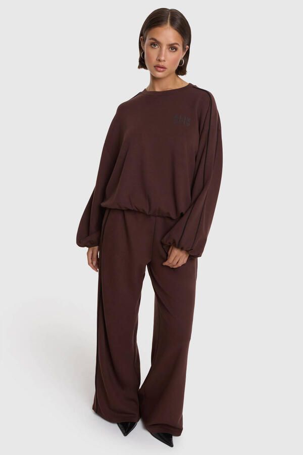 ALIX THE LABEL Dames Truien & Vesten Ladies Knitted Piping Sweater Bruin - Foto 7