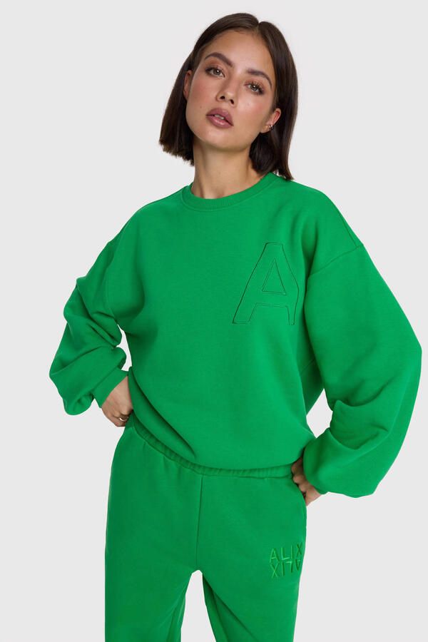 ALIX THE LABEL Dames Truien & Vesten Ladies Knitted Embroidered A Sweater Groen - Foto 5