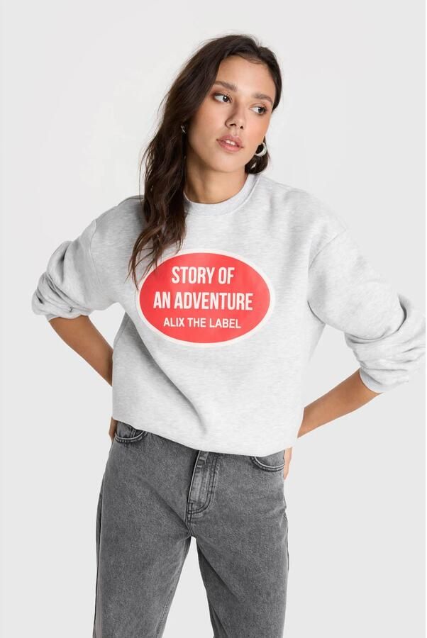 ALIX THE LABEL Dames Truien & Vesten Ladies Knitted Adventure Sweater Grijs - Foto 6