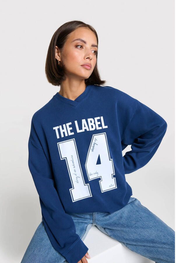 Alix the Label sweater marineblauw rib gebreid