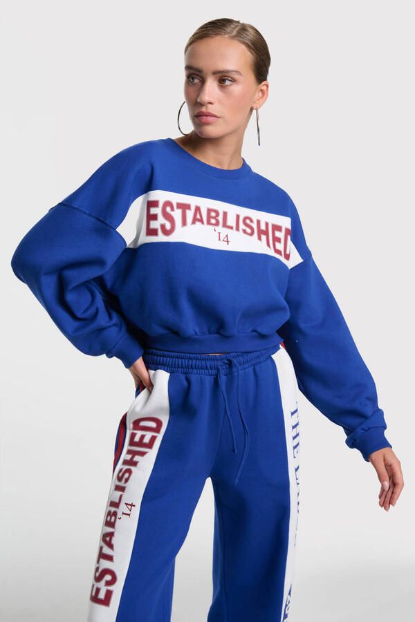 ALIX THE LABEL Dames Truien & Vesten Ladies Knitted Logo Tape Sweater Blauw - Foto 5