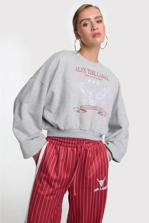 Alix the Label sweater met backprint grijs