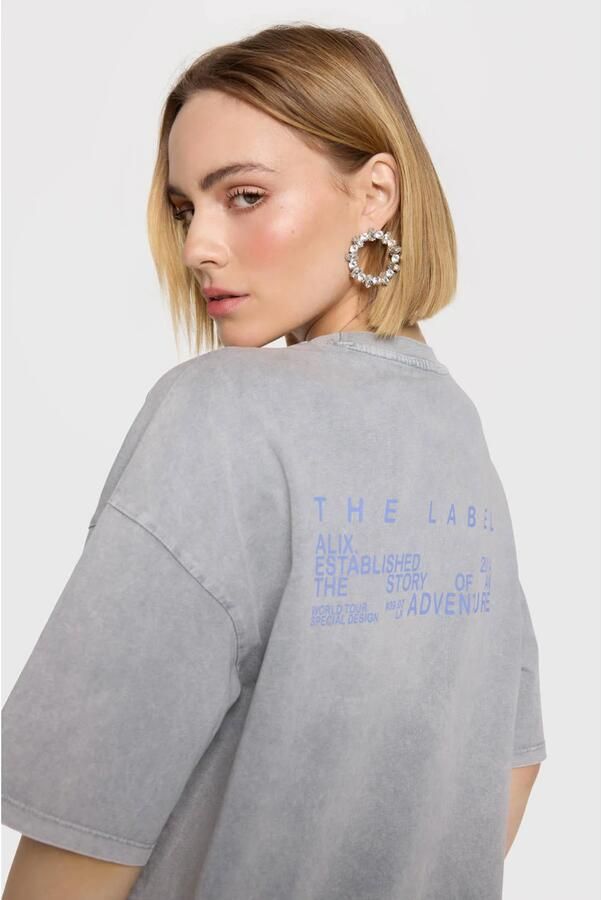 ALIX THE LABEL Dames Tops & T-shirts Ladies Knitted Print T-shirt Grijs - Foto 6