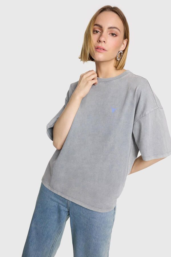 ALIX THE LABEL Dames Tops & T-shirts Ladies Knitted Print T-shirt Grijs - Foto 7