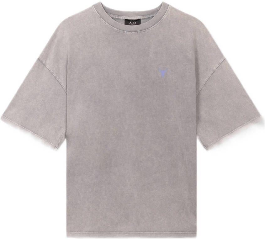 ALIX THE LABEL Dames Tops & T-shirts Ladies Knitted Print T-shirt Grijs - Foto 5