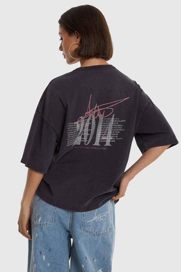 ALIX THE LABEL Dames Tops & T-shirts Ladies Knitted Tour T-shirt Donkergrijs - Foto 5