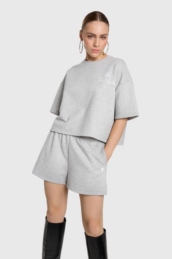 ALIX THE LABEL Dames Tops & T-shirts Ladies Knitted Sweat T-shirt Lichtgrijs - Foto 5