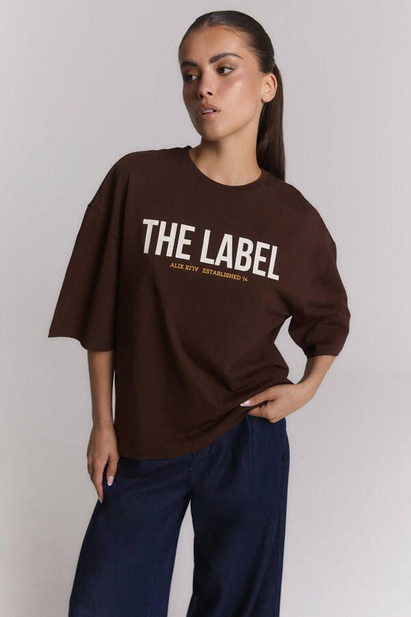 ALIX THE LABEL Dames Tops & T-shirts Ladies Knitted The Label Oversized T-shirt Bruin - Foto 4