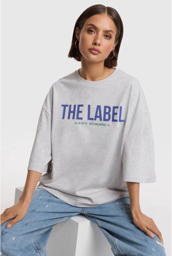ALIX THE LABEL Dames Tops & T-shirts Ladies Knitted The Label Oversized T-shirt Lichtgrijs - Foto 5