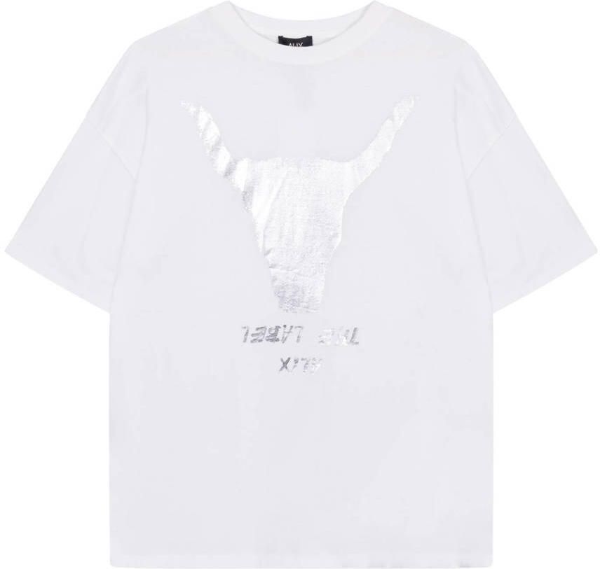 ALIX THE LABEL Dames Tops & T-shirts Ladies Knitted Silver Bull T-shirt Wit - Foto 6