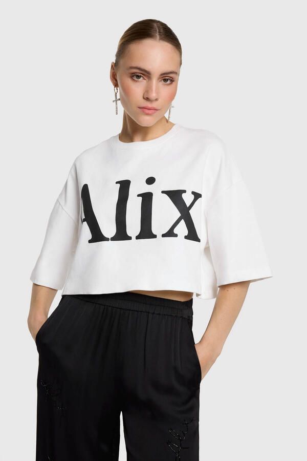 ALIX THE LABEL Dames Tops & T-shirts Ladies Knitted Alix T-shirt Wit - Foto 2