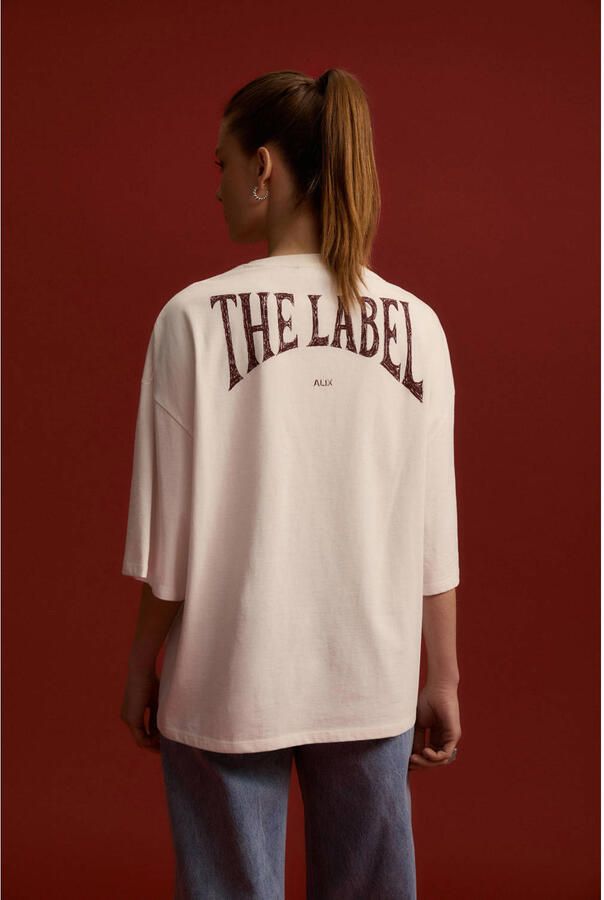 ALIX THE LABEL Dames Tops & T-shirts Back Logo T-shirt Gebroken Wit - Foto 6