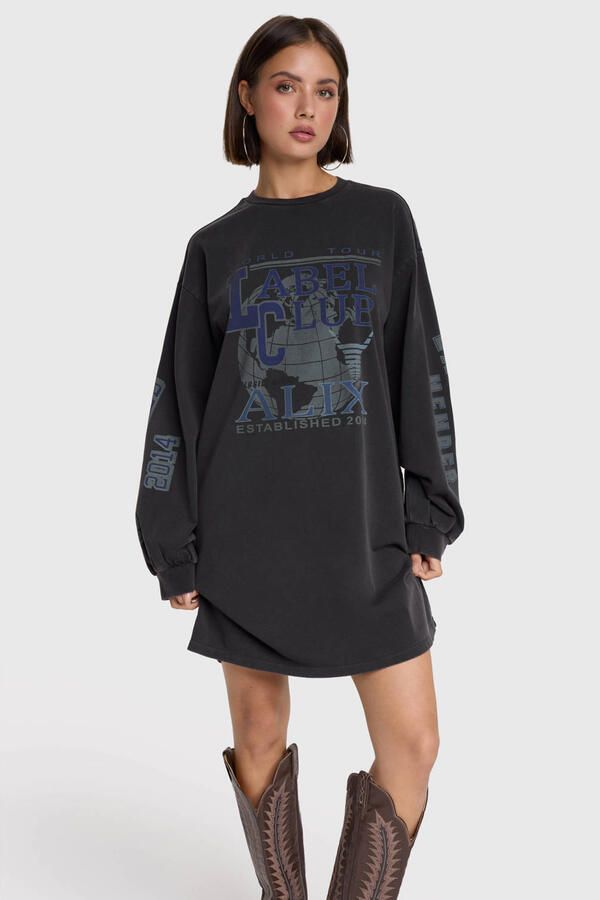 ALIX THE LABEL Dames Truien & Vesten Ladies Knitted Label Club Longsleeve T-shirt Zwart - Foto 5
