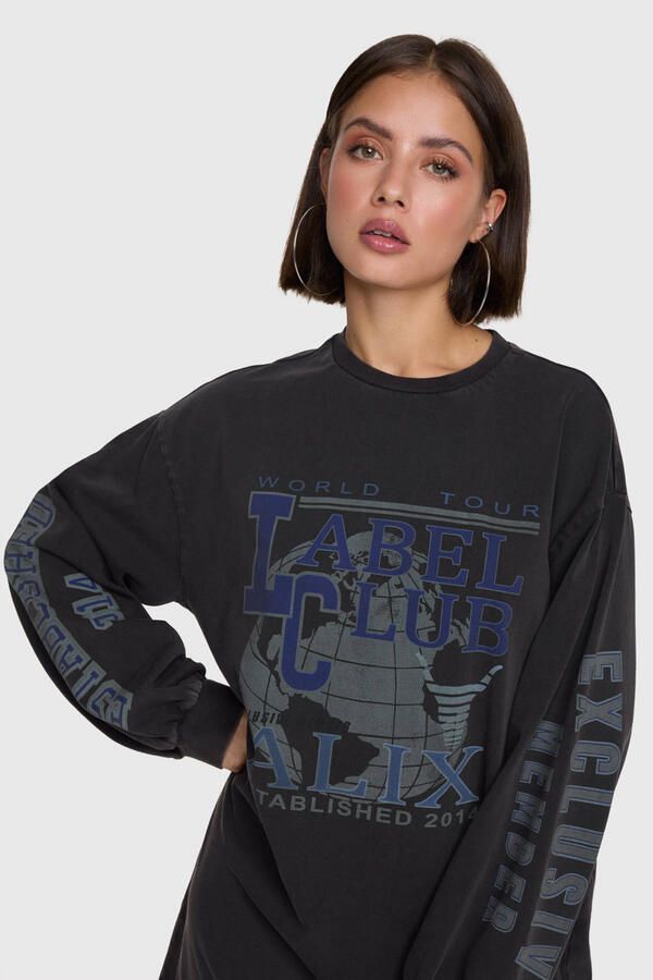 ALIX THE LABEL Dames Truien & Vesten Ladies Knitted Label Club Longsleeve T-shirt Zwart - Foto 7