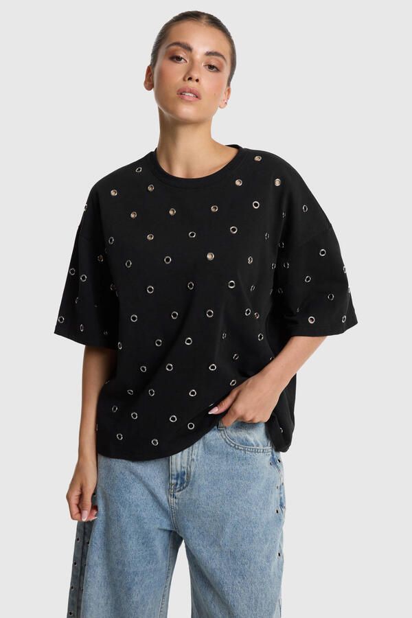 Alix the Label top met studs en backprint zwart
