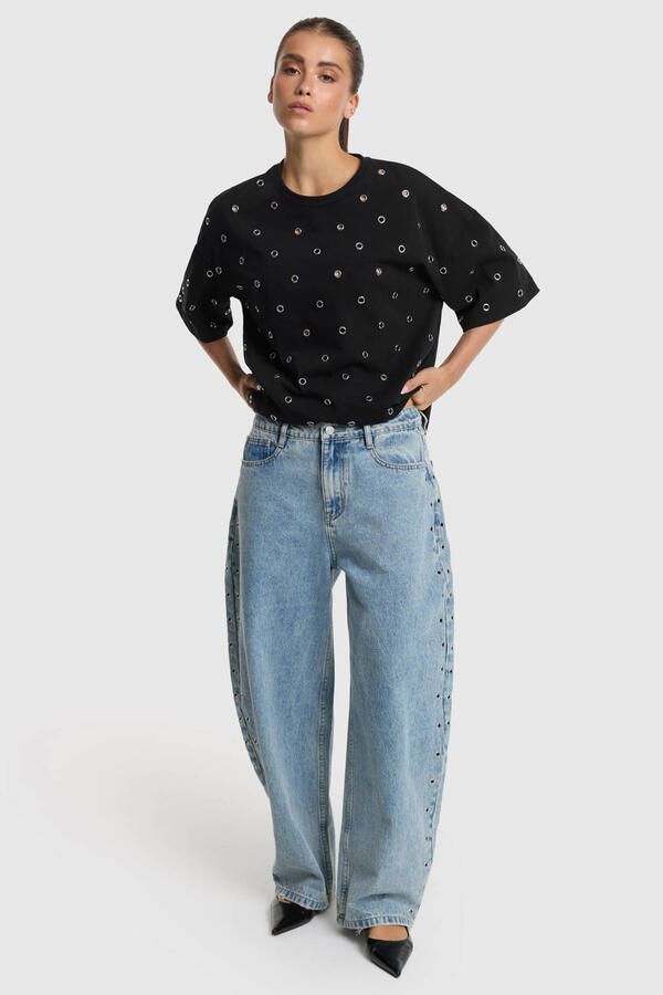 Alix the Label top met studs en backprint zwart - Foto 3