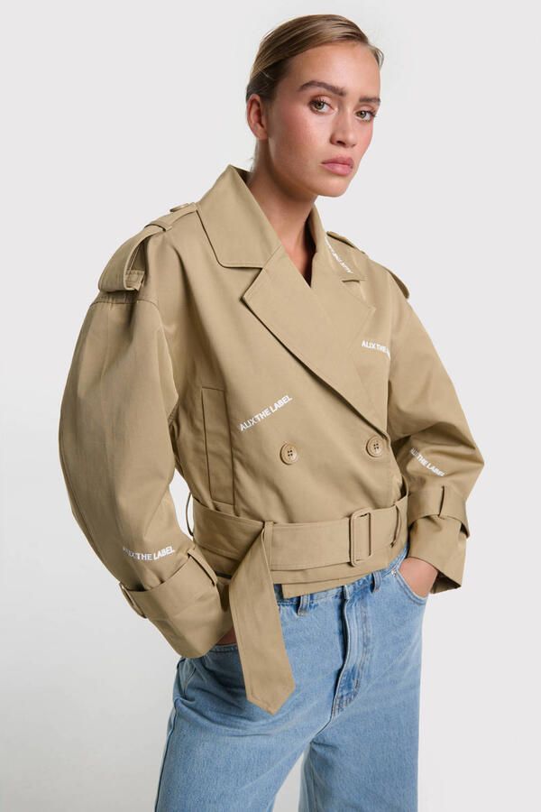 ALIX THE LABEL Dames Jassen Ladies Woven Short Alix Trench Coat Beige - Foto 5