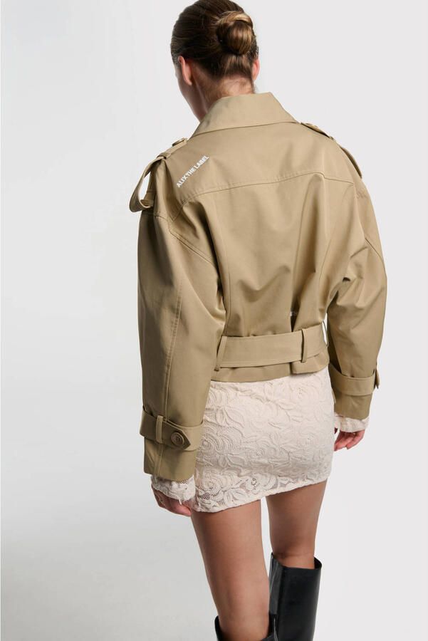 ALIX THE LABEL Dames Jassen Ladies Woven Short Alix Trench Coat Beige - Foto 7