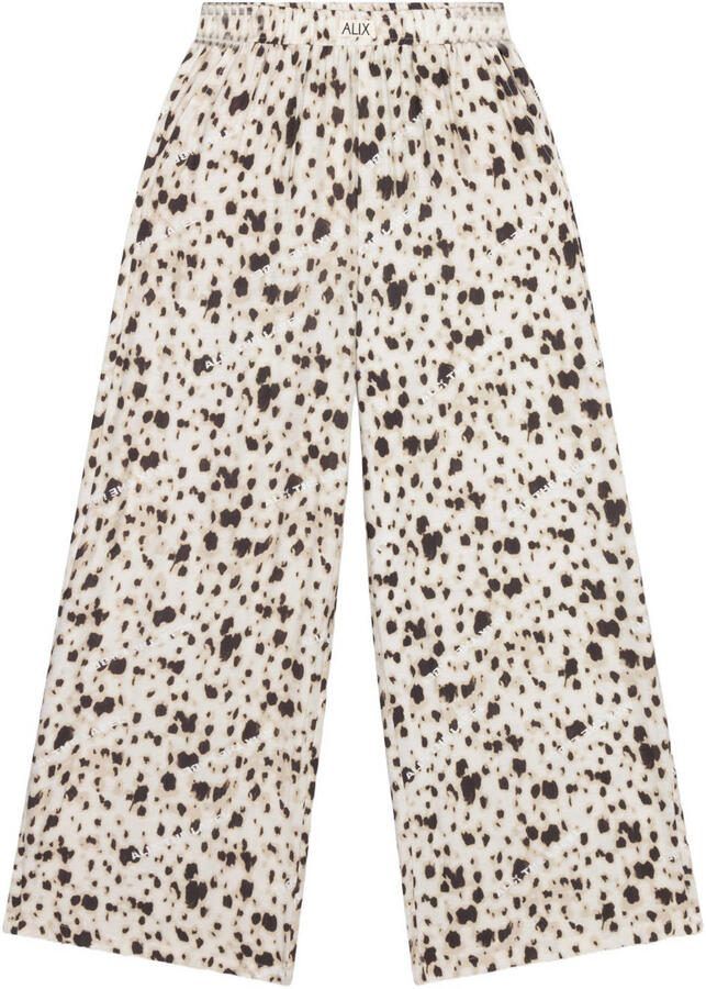 Alix the Label viscose loose fit broek met tekst beige - Foto 2