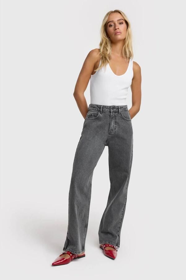 ALIX THE LABEL Dames Jeans Ladies Woven Relaxed Denim Pants Grijs - Foto 6